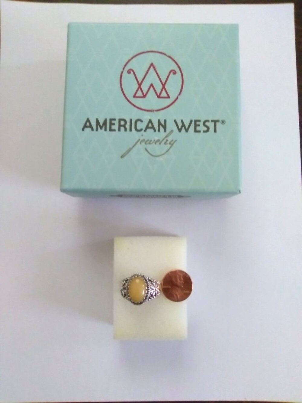 American West Yellow Jasper w/ Concha Design Silver Ring - Picture 6 of 6
